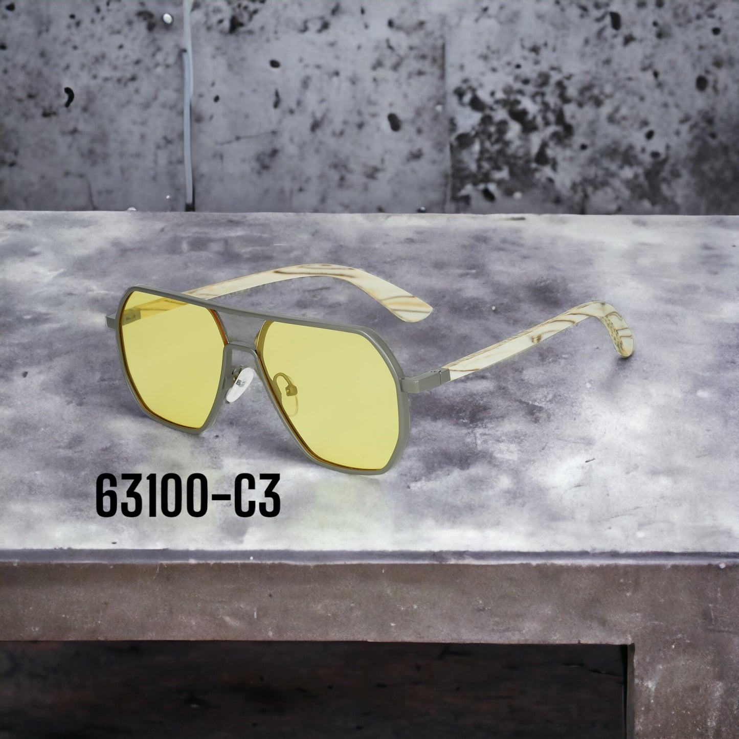 63100-C3 Stylish Sunglasses with colored Wood/Bamboo Frame UV400 Lens fit all weather