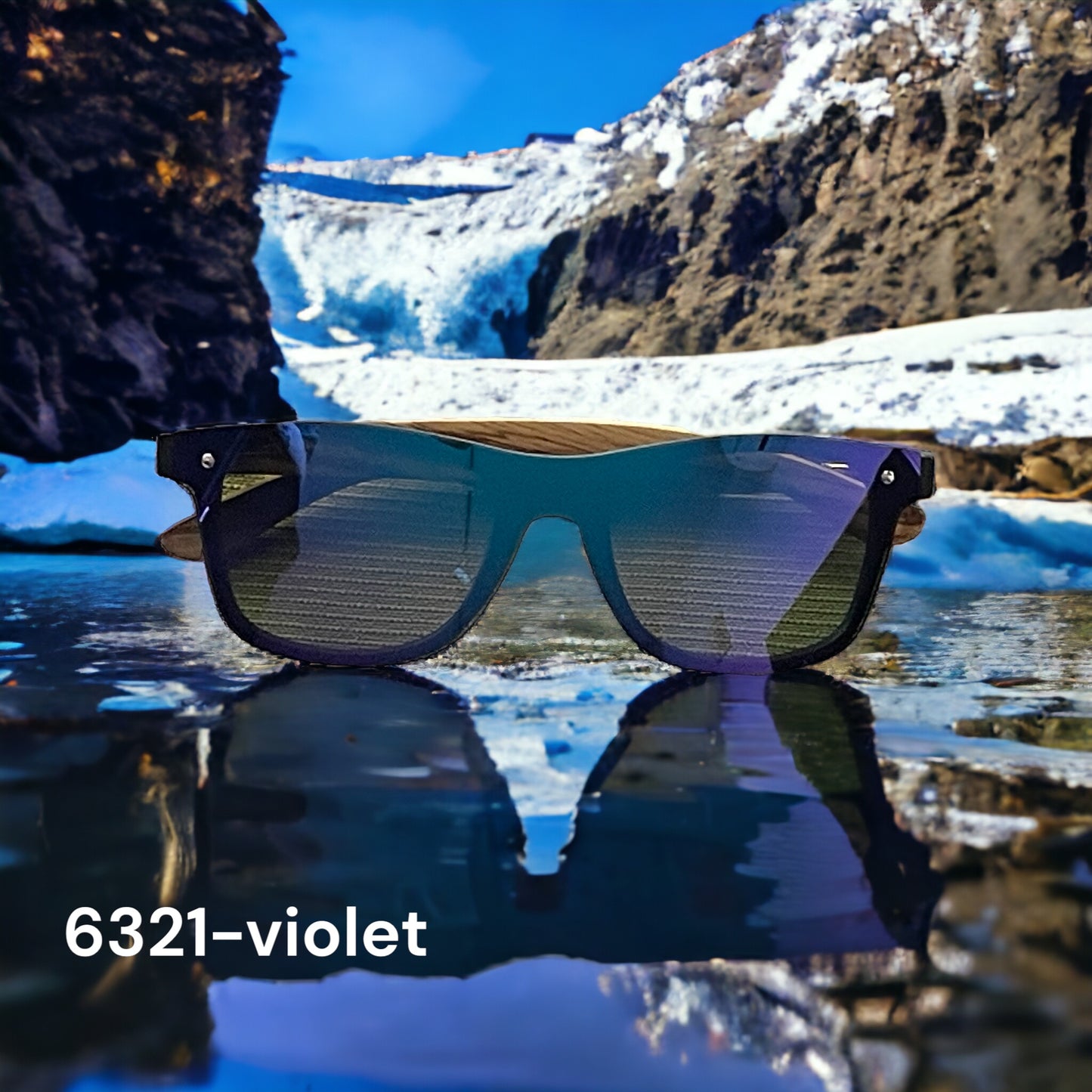 6321-violet Stylish Sunglasses with colored Wood/Bamboo Frame UV400 Lens fit all weather