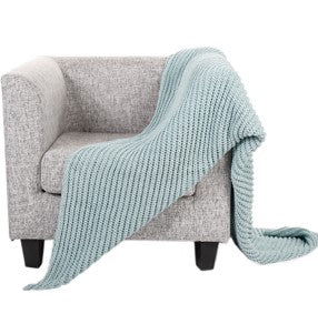 Chenille Woven Throw Blanket Reversible Soft Warm Breathable for Bed, Chair, Couch, Picnic, Camping, Beach, Travel (Light Green) BTL18162-light green