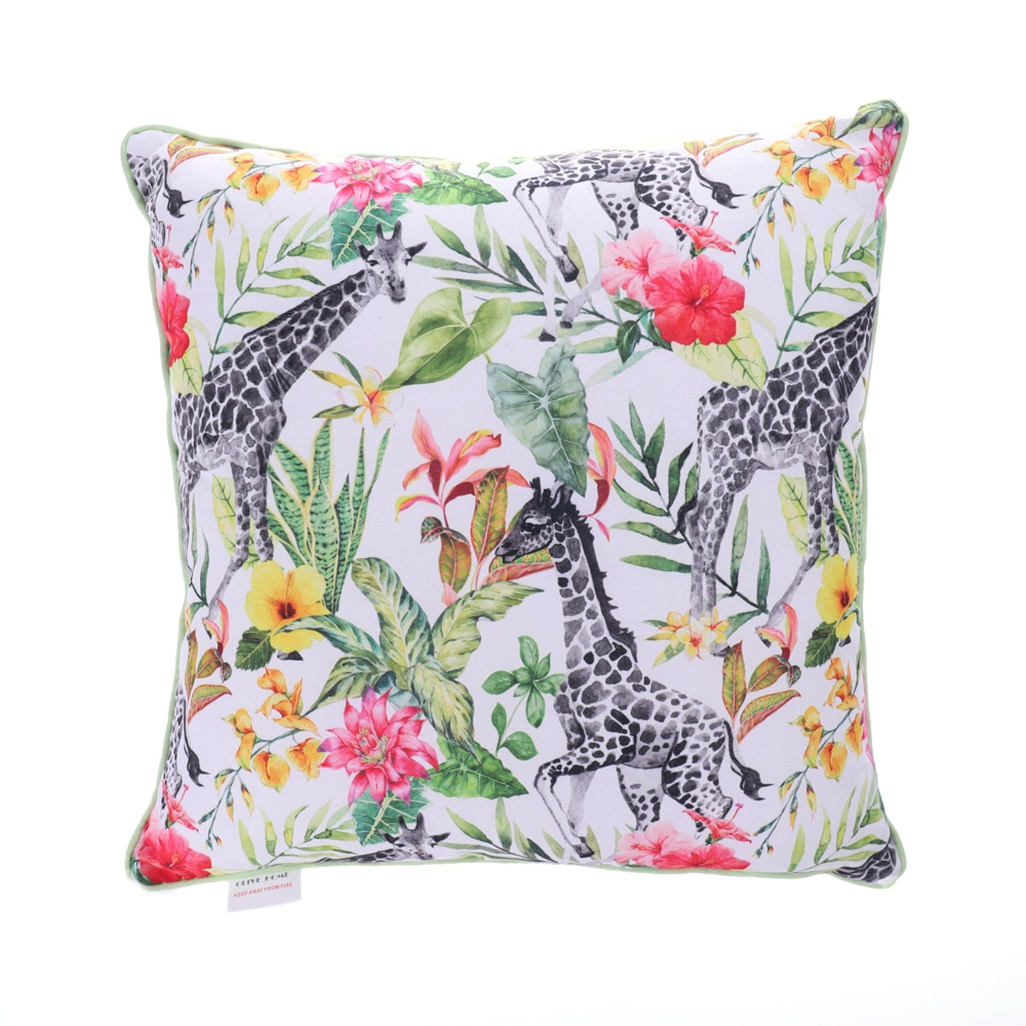 Mydaily Flamingo Zebra Flowers Palm Leaves Square Throw Pillow Case Cotton Velvet Cushion Cover 50x50 cm Reversable Decorative Cushion