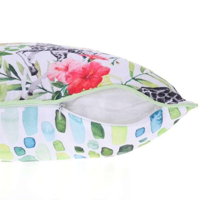 Mydaily Flamingo Zebra Flowers Palm Leaves Square Throw Pillow Case Cotton Velvet Cushion Cover 50x50 cm Reversable Decorative Cushion