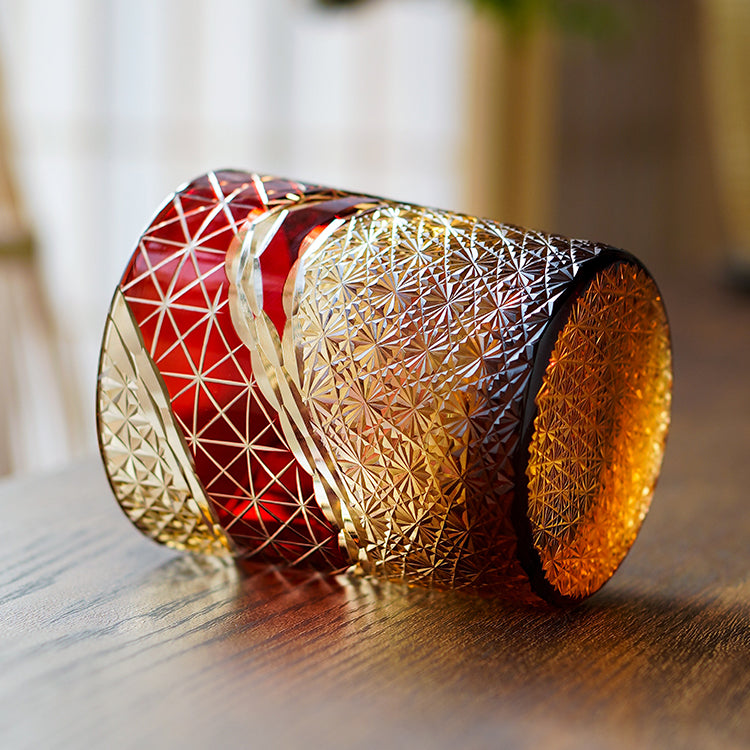 "江戸切子” Edokiriko Gorgeous Brilliance Rock Glass JP-017