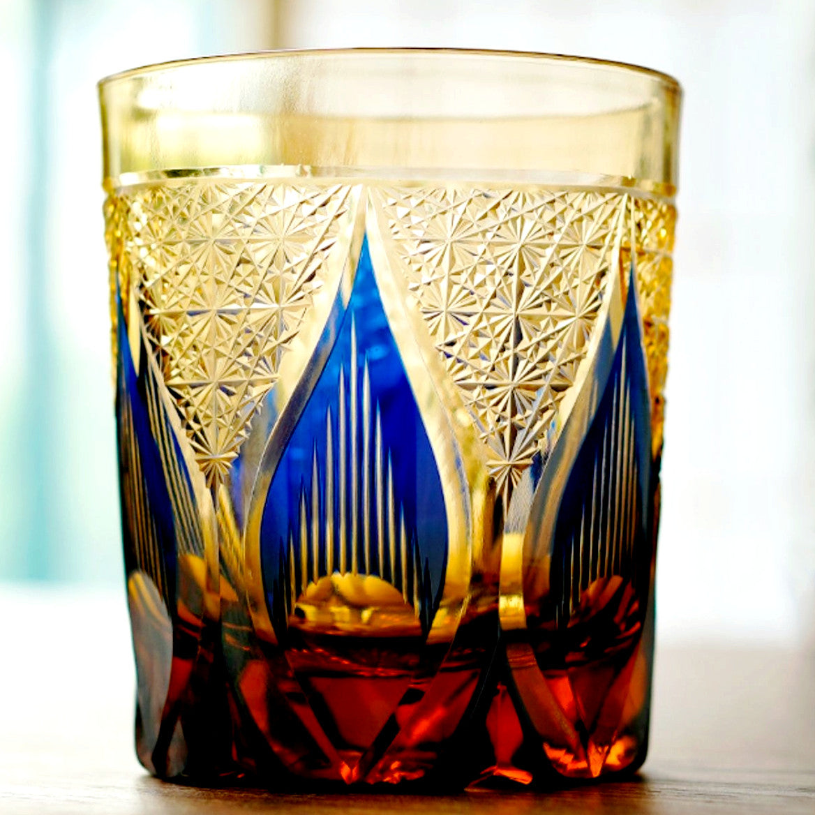 "江戸切子” Edokiriko Gorgeous Brilliance Rock Glass JP-010