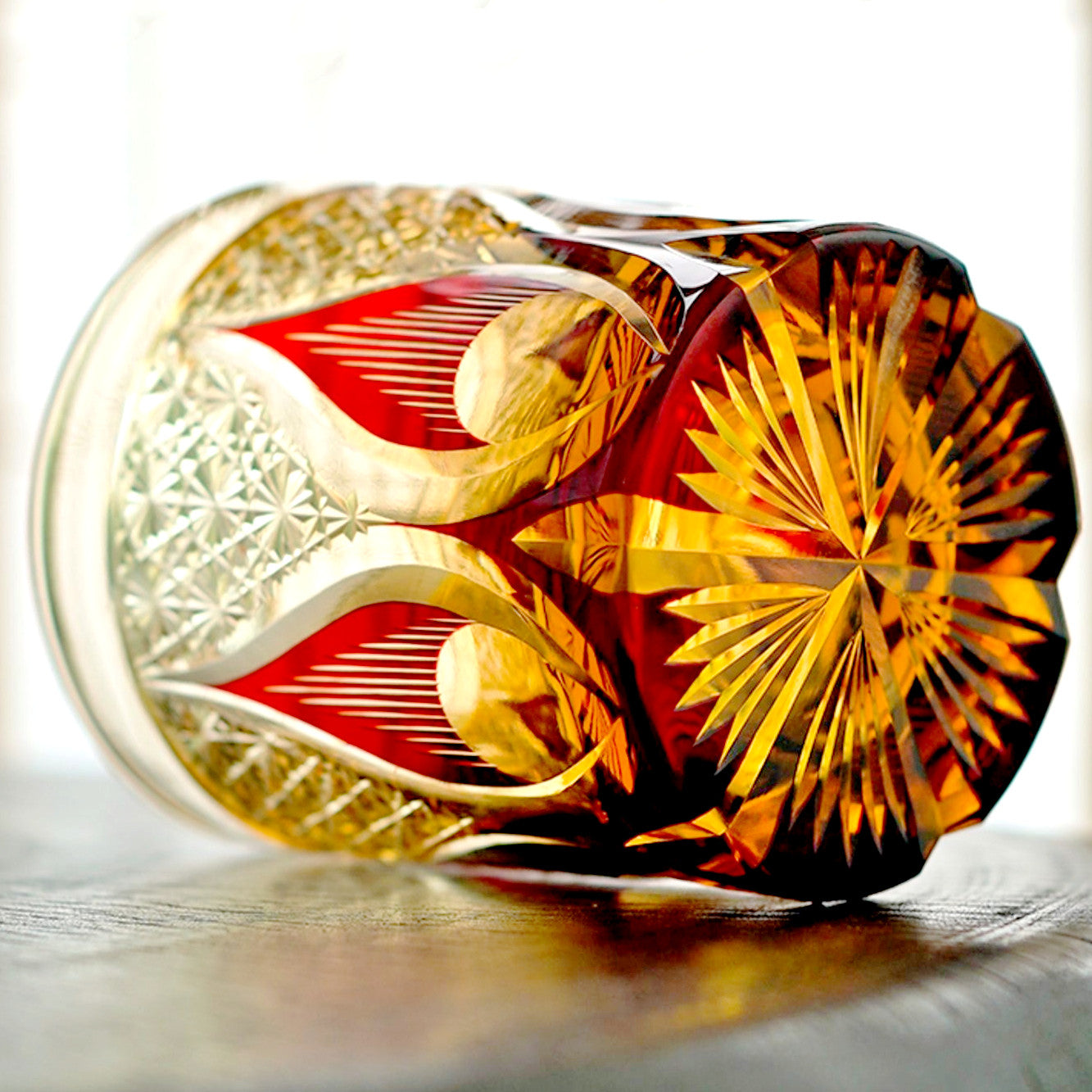 "江戸切子” Edokiriko Gorgeous Brilliance Rock Glass JP-010