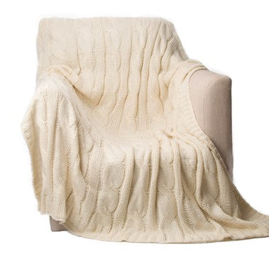 Soft Cozy Chic Trave Knitted Blankets for Bedroom Living Room for Sofa Chair 50"x60" cream/navy/khaki/pal blue/grey/brown/red