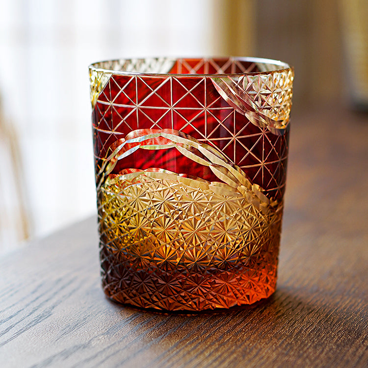 "江戸切子” Edokiriko Gorgeous Brilliance Rock Glass JP-017