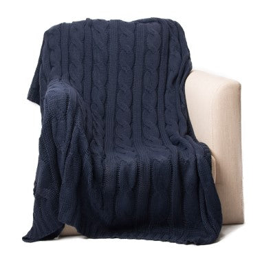 Soft Cozy Chic Trave Knitted Blankets for Bedroom Living Room for Sofa Chair 50"x60" cream/navy/khaki/pal blue/grey/brown/red