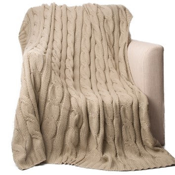 Soft Cozy Chic Trave Knitted Blankets for Bedroom Living Room for Sofa Chair 50"x60" cream/navy/khaki/pal blue/grey/brown/red