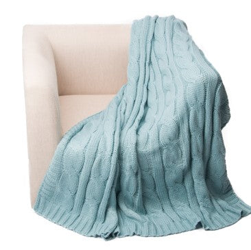 Soft Cozy Chic Trave Knitted Blankets for Bedroom Living Room for Sofa Chair 50"x60" cream/navy/khaki/pal blue/grey/brown/red