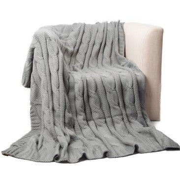 Soft Cozy Chic Trave Knitted Blankets for Bedroom Living Room for Sofa Chair 50"x60" cream/navy/khaki/pal blue/grey/brown/red