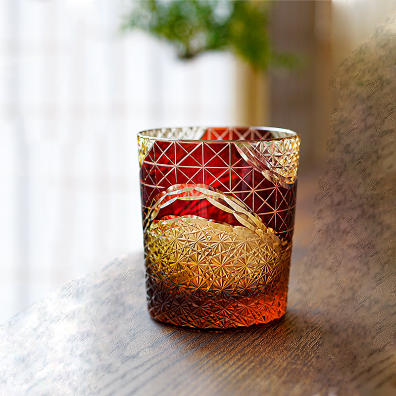 "江戸切子” Edokiriko Gorgeous Brilliance Rock Glass JP-017