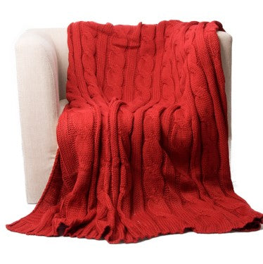 Soft Cozy Chic Trave Knitted Blankets for Bedroom Living Room for Sofa Chair 50"x60" cream/navy/khaki/pal blue/grey/brown/red