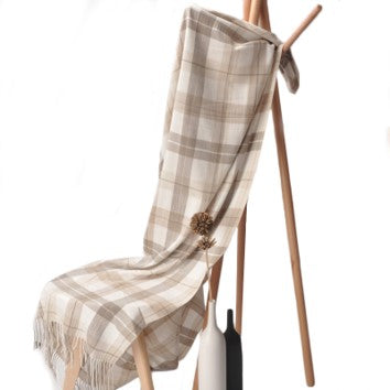 Buffalo Plaid for Couch Soft Woven Blanket with Decorative Fringe Throw Blanket for Bed, Sofa Office BTL17113- Grey&White