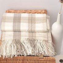 Buffalo Plaid for Couch Soft Woven Blanket with Decorative Fringe Throw Blanket for Bed, Sofa Office BTL17113- Grey&White