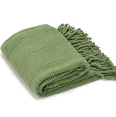 Cable Knit Woven Luxury Throw Blanket with Tassel Ends 50"x 60" (Green) BTL15019 green/blue