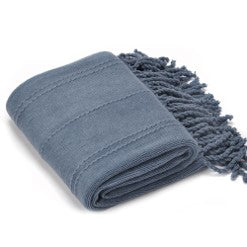 Cable Knit Woven Luxury Throw Blanket with Tassel Ends 50"x 60" (Green) BTL15019 green/blue