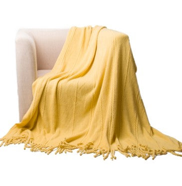 Cable Knit Woven Luxury Throw Blanket with Tassel Ends 50"x 60" (Green) BTL15019 green/blue