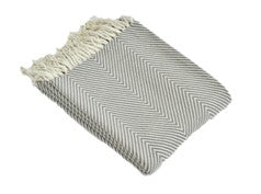Chevron Herringbone Throw Blanket Reversible with Tassels for Couch Chair & Sofa, 59x51 Inches BTL18130 BLUE/Grey