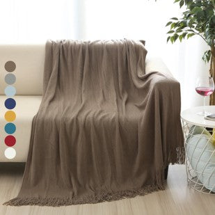 Solid Blanket Cross Woven Couch Throw Knitted with Lightweight for Bed Or Sofa Decorative BTL18131