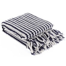 Navy and White Chain Link and Cable Knit Fashion  Throw Blanket. 60" x 50" inches BTL15023-Blue & white