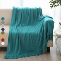 Solid Blanket Cross Woven Couch Throw Knitted with Lightweight for Bed Or Sofa Decorative BTL18131