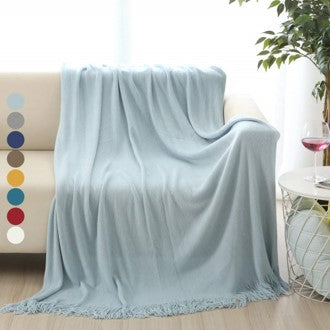 Solid Blanket Cross Woven Couch Throw Knitted with Lightweight for Bed Or Sofa Decorative BTL18131