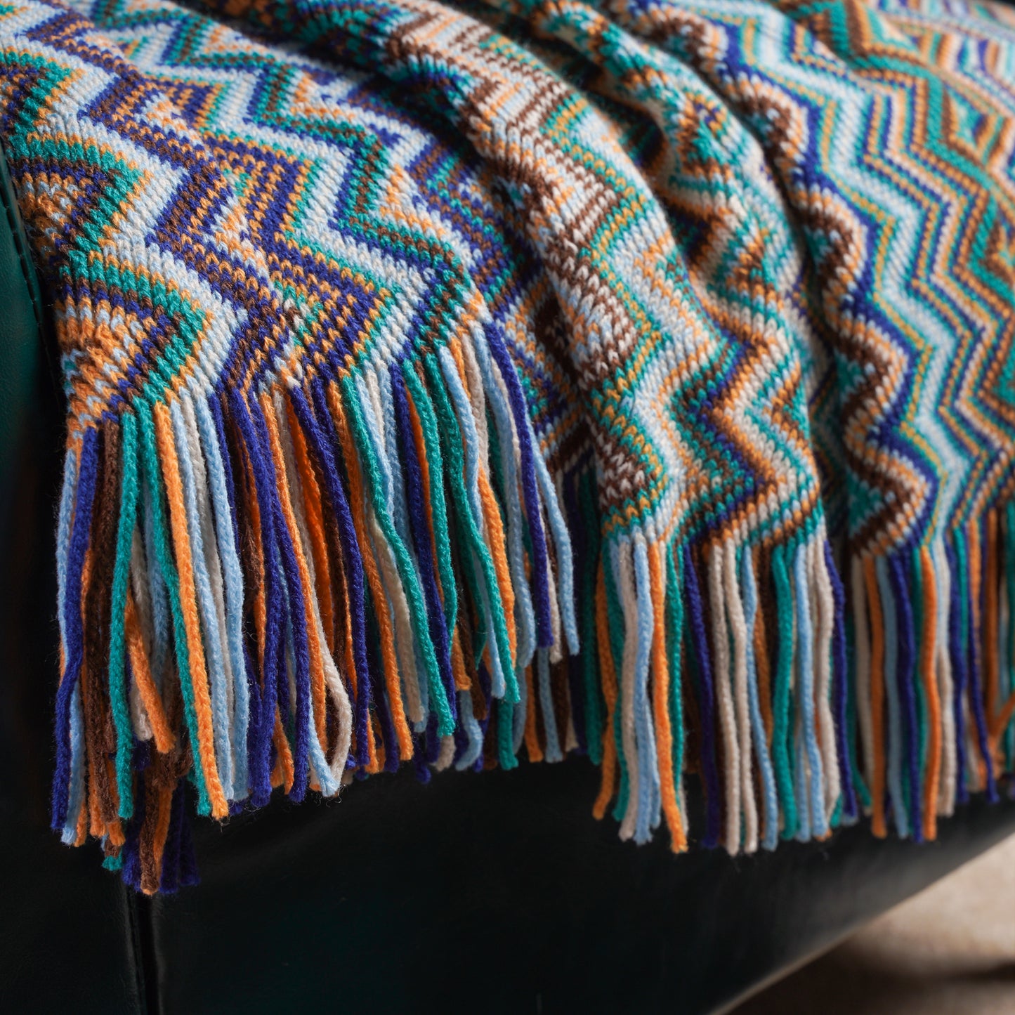 Bohemian Knit Throw Blanket with Fringe Super Soft Striped Blanket for Couch, Sofa, Bed, Chair 50" x 80" BTL15027 YELLOW/Blue