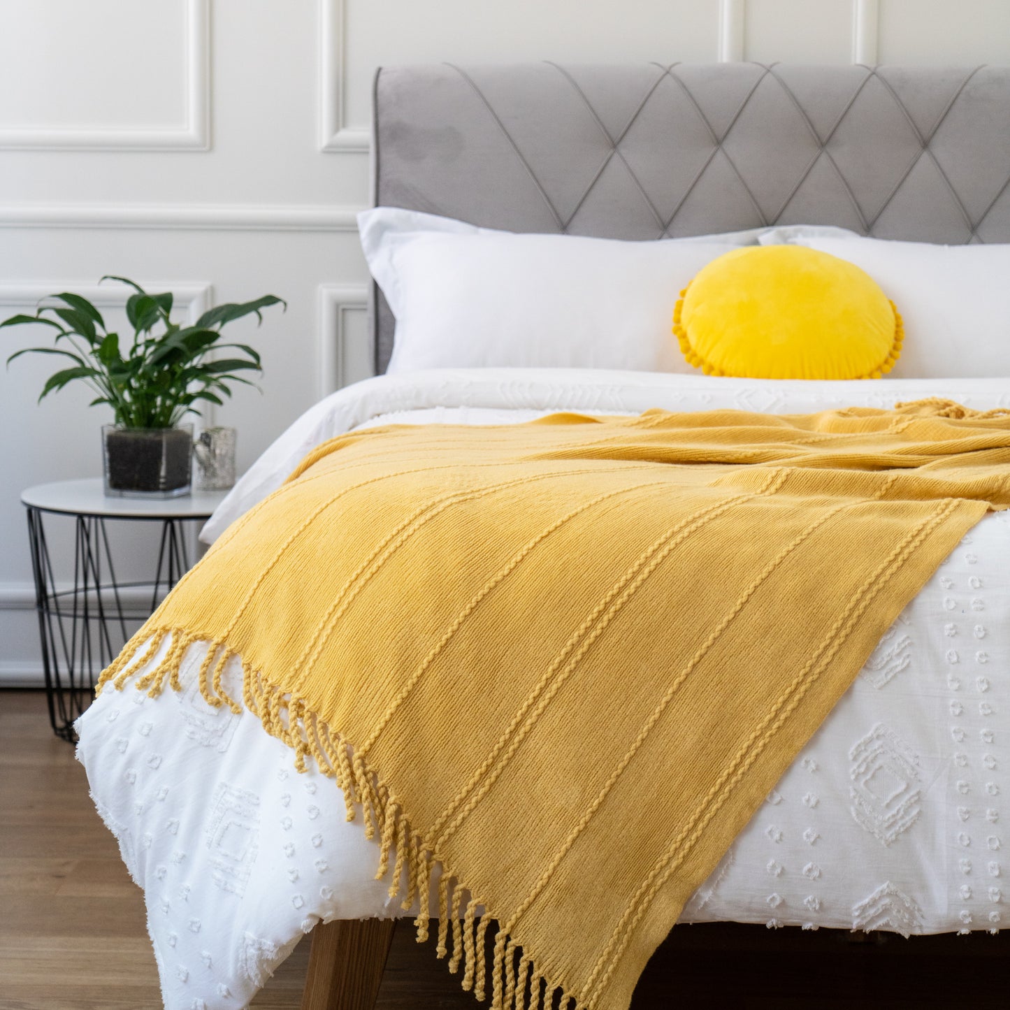 Cable Knit Woven Luxury Throw Blanket with Tassel Ends 50"x 60" (Green) BTL15019 green/blue