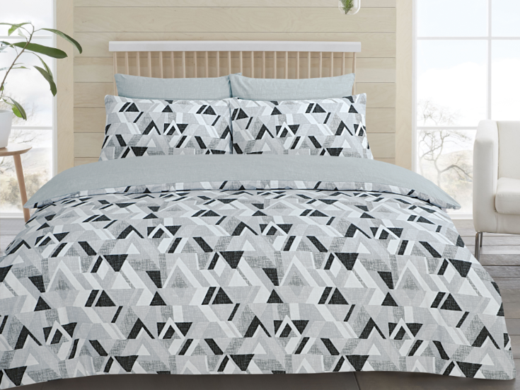 SUPER SALE ! Funky GEO Blush / GREY Geometry ALL SEASON Quilt Cover Set Queen size