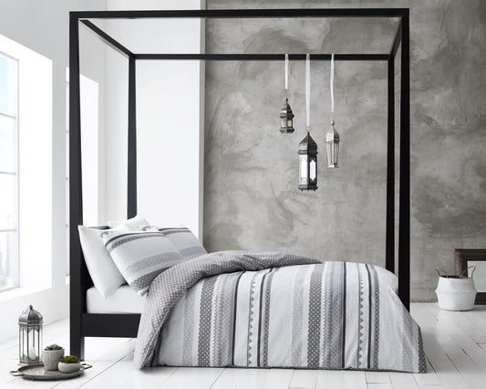 Garbrielle Grey Reversible Striped Bedspread Cloverley Bedding Collection Cover Set Bed Set