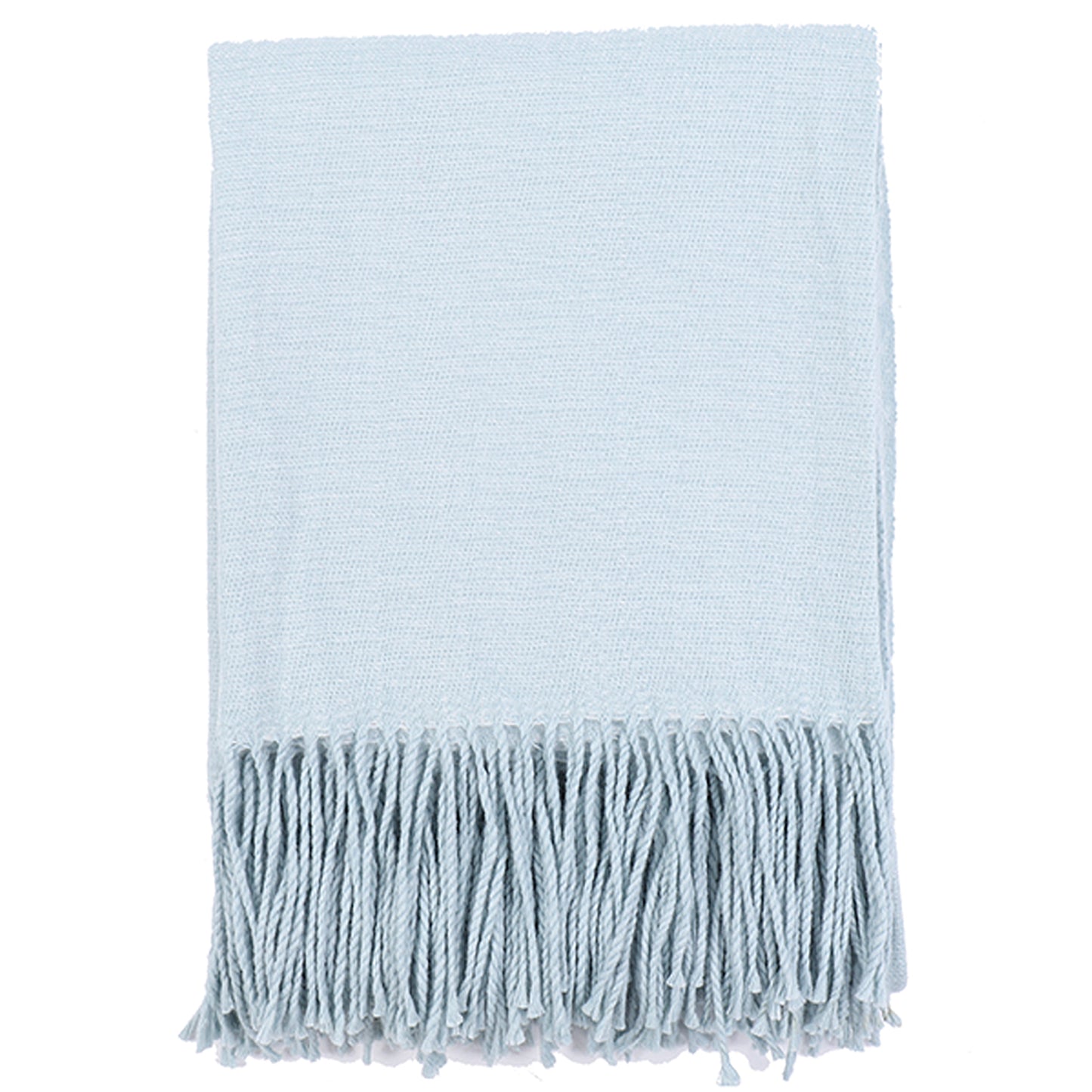 Knitted Throw Blanket Fringe Light Blue Decorative Tassel Boho Decor Woven Textured Soft Lightweight