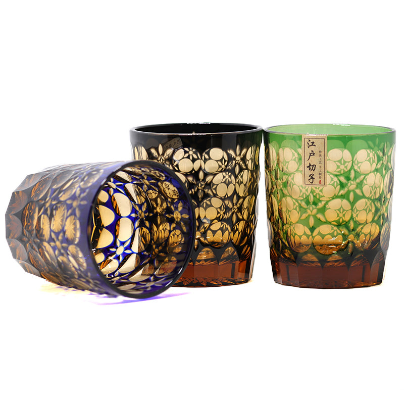 "江戸切子” Edokiriko Gorgeous Brilliance Rock Glass JP-009