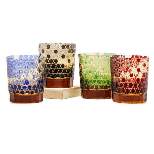 "江戸切子” Edokiriko Gorgeous Brilliance Rock Glass JP-018