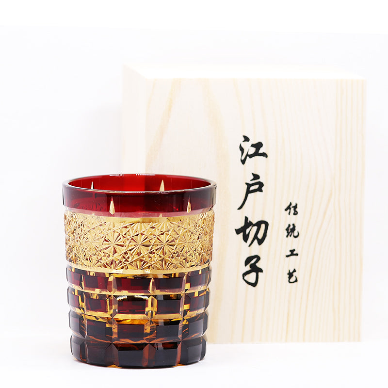 "江戸切子” Edokiriko Gorgeous Brilliance Rock Glass JP-015