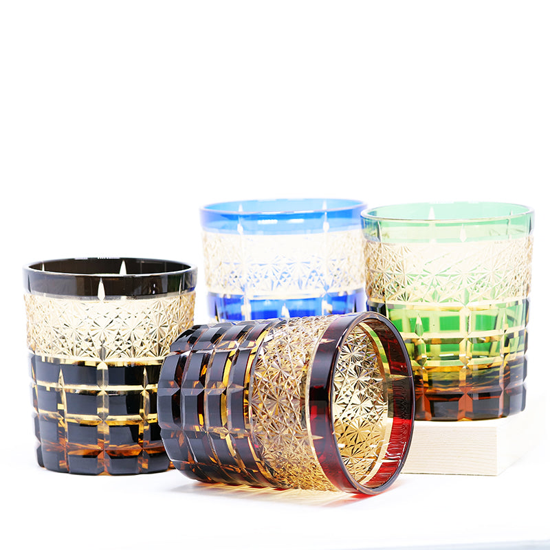 "江戸切子” Edokiriko Gorgeous Brilliance Rock Glass JP-015