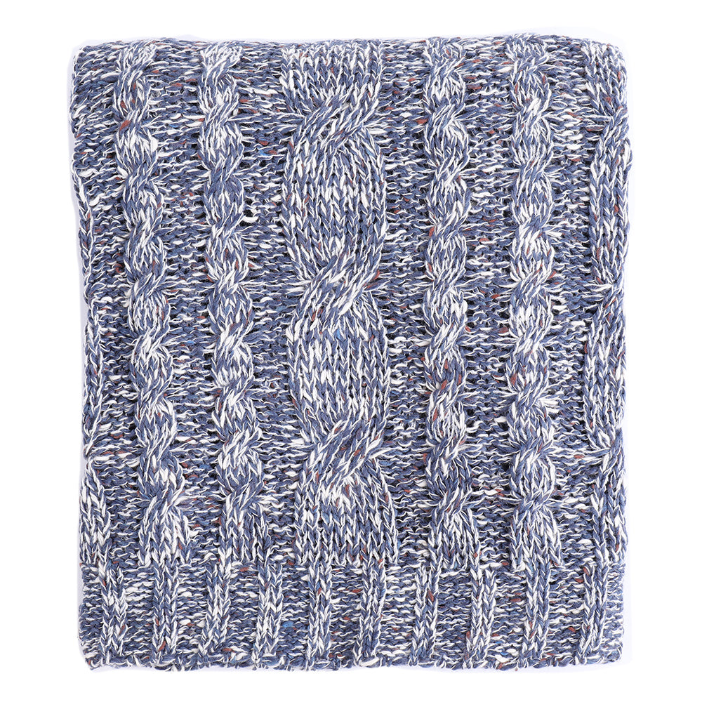 HOME Navy Cable Knit for Couch, Soft Cozy Chic Navy Trave Knitted Blankets for Bedroom Living Room Blanket
