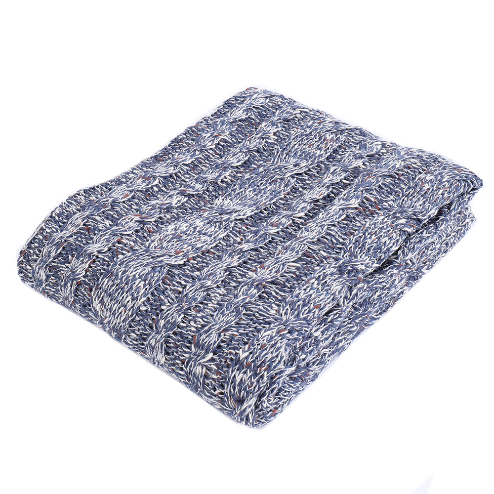 HOME Navy Cable Knit for Couch, Soft Cozy Chic Navy Trave Knitted Blankets for Bedroom Living Room Blanket