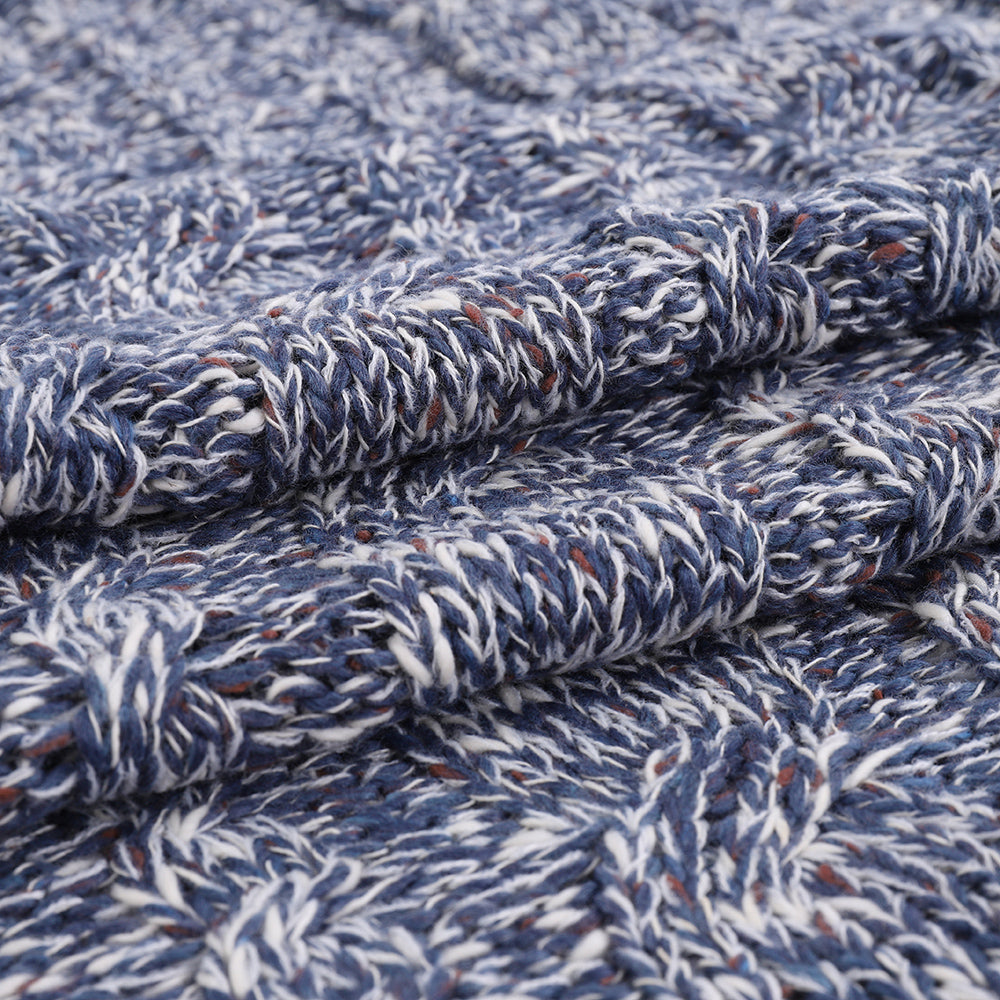 HOME Navy Cable Knit for Couch, Soft Cozy Chic Navy Trave Knitted Blankets for Bedroom Living Room Blanket