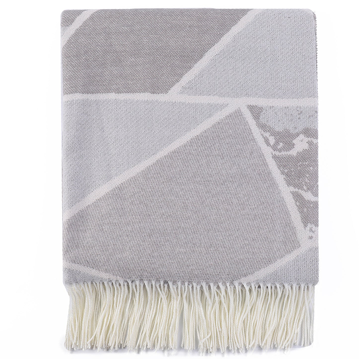 HOME Lattice Throw Blanket with Fringe Geometric Bed Grey Throws Spring Decorative Large Throw for Couch Sofa Indoor Outdoor