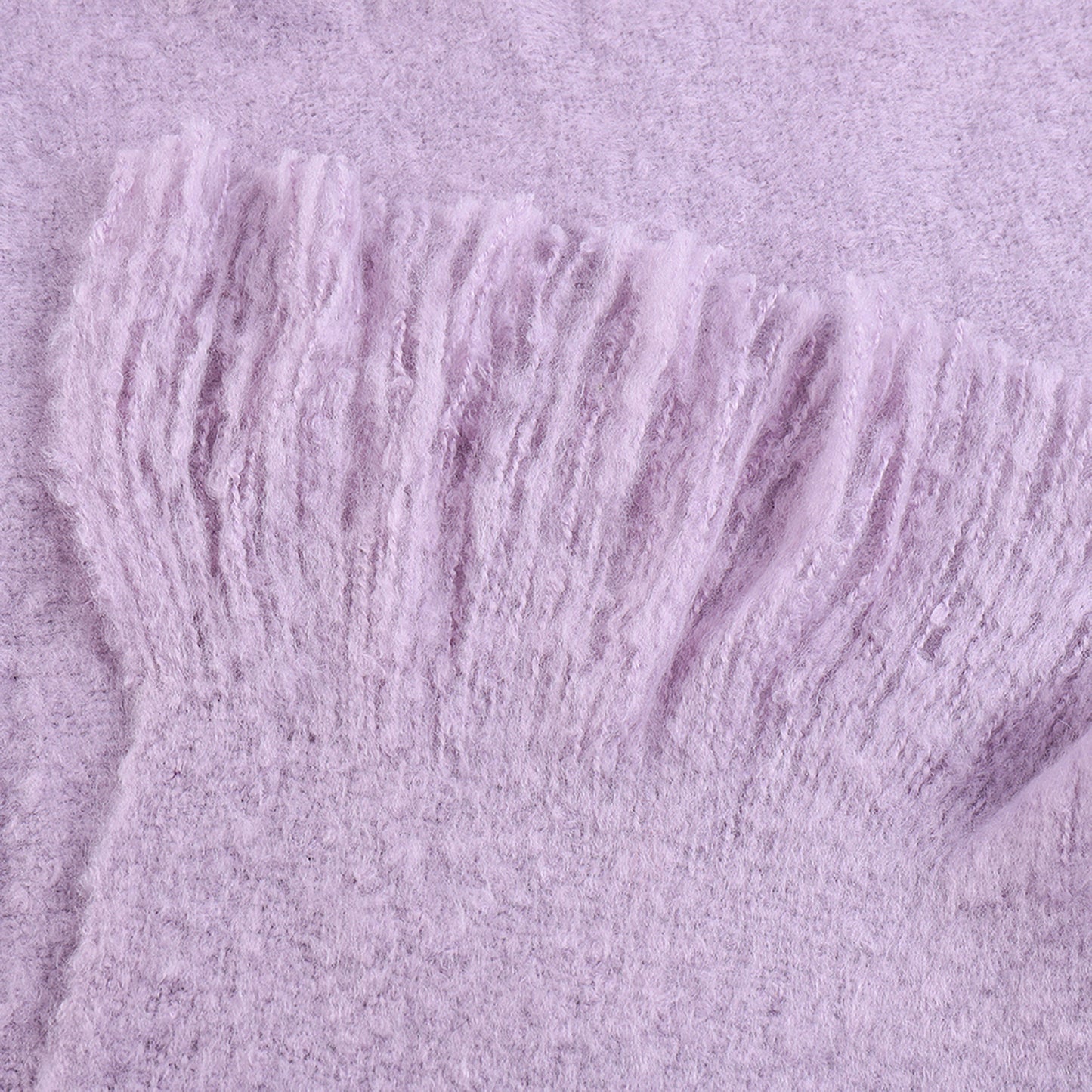 Knitted Throw Blanket Fringe Light Purple Decorative Tassel Decor Couch Bed Sofa Fall Outdoor Woven Textured Soft Lightweight