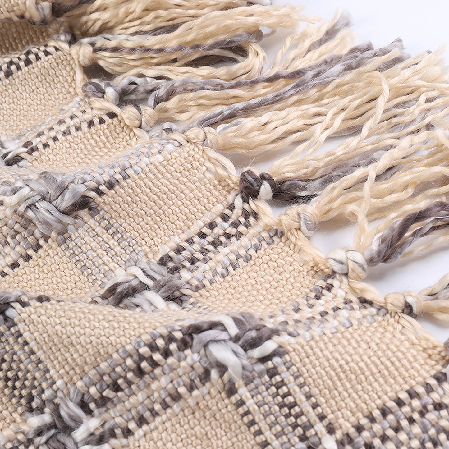 HOME Lattice Throw Blanket with Fringe Geometric Bed Beige Throws Spring Decorative Large Throw for Couch Sofa Indoor Outdoor