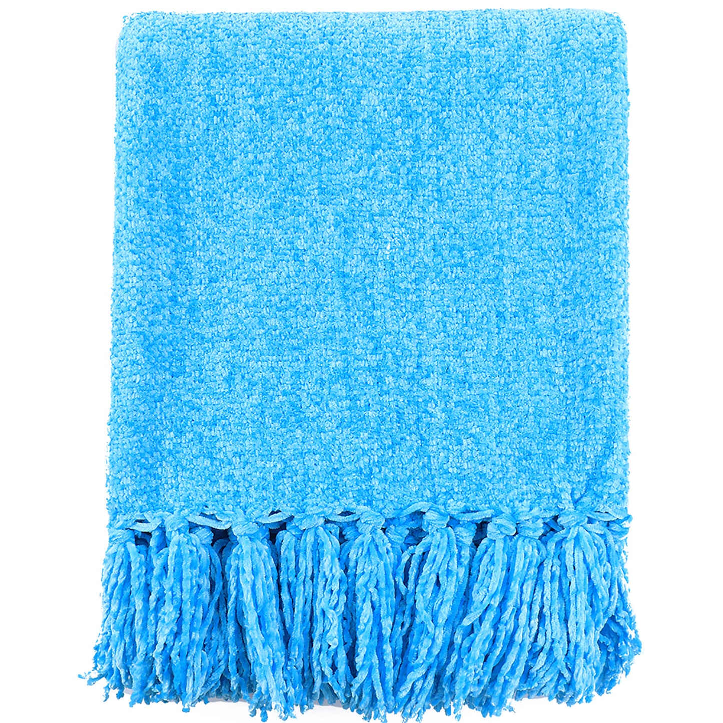 Knitted Throw Blanket Fringe Dusty Slate Light Light Blue Decorative Tassel Boho Decor Couch Bed Sofa Fall Outdoor Woven Textured Lightweight