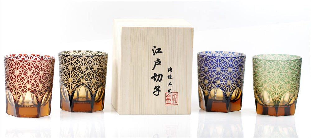 "江戸切子” Edokiriko Gorgeous Brilliance Rock Glass JP-026