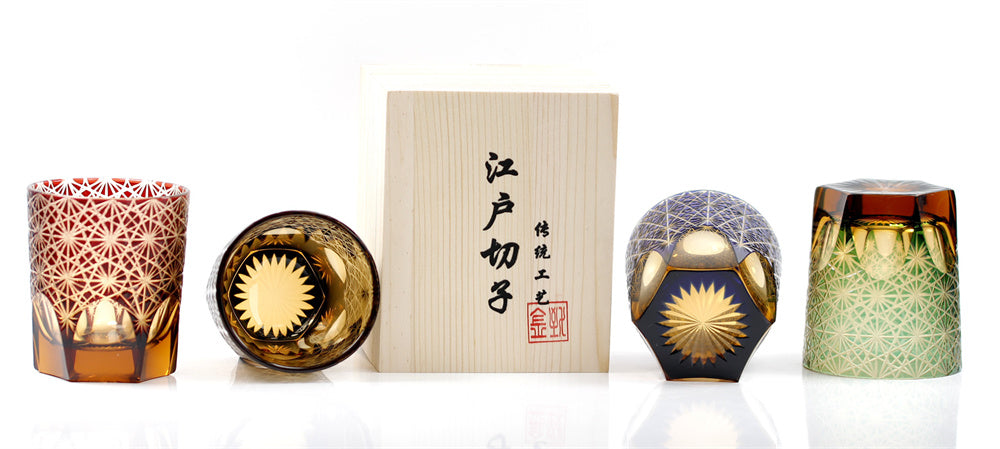 "江戸切子” Edokiriko Gorgeous Brilliance Rock Glass JP-026