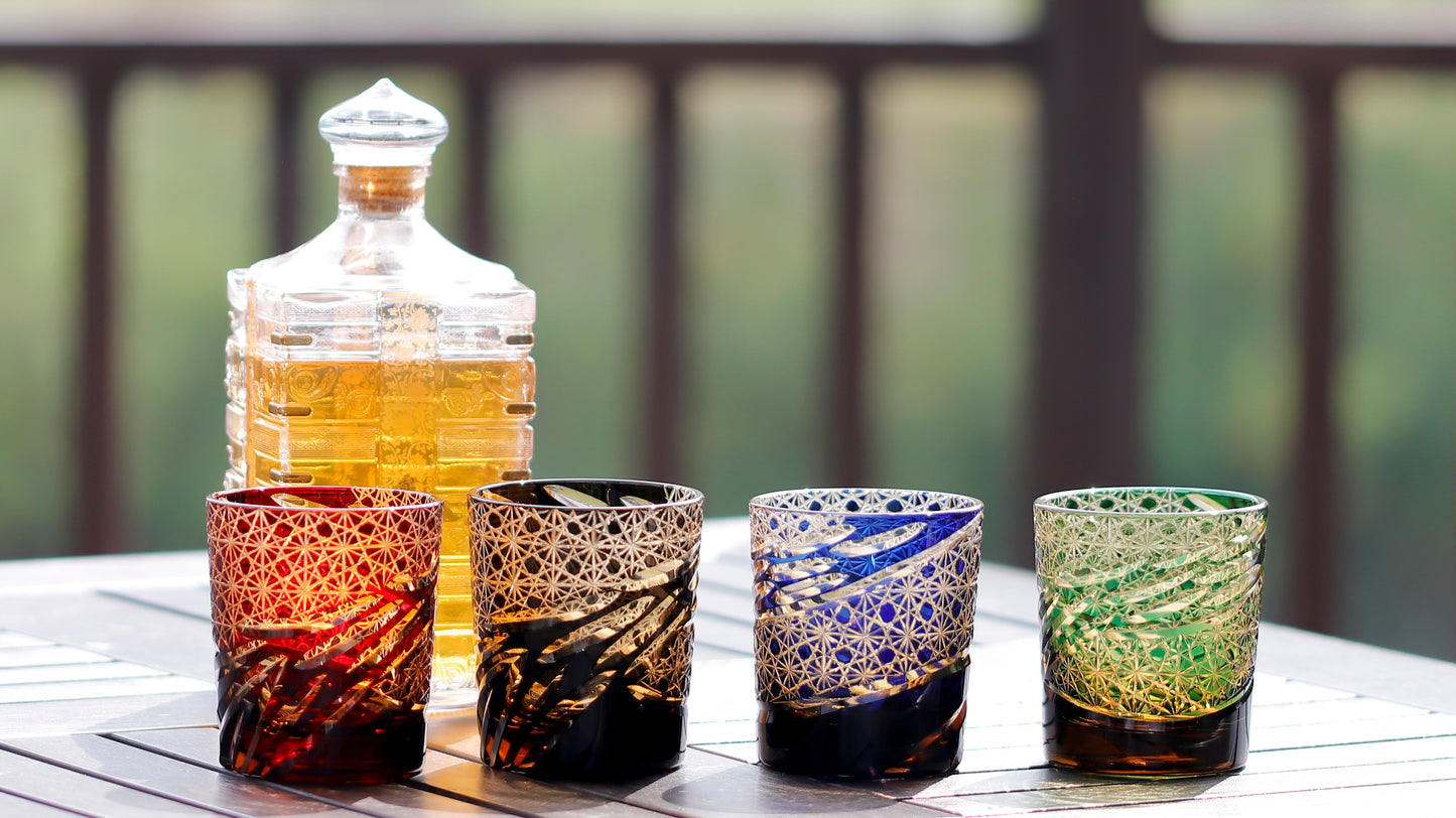 "江戸切子” Edokiriko Gorgeous Brilliance Rock Glass JP-006