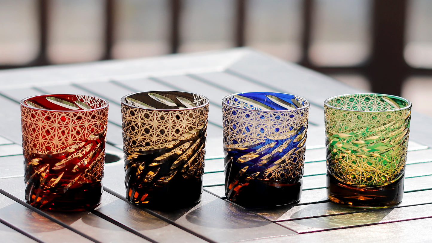 "江戸切子” Edokiriko Gorgeous Brilliance Rock Glass JP-006