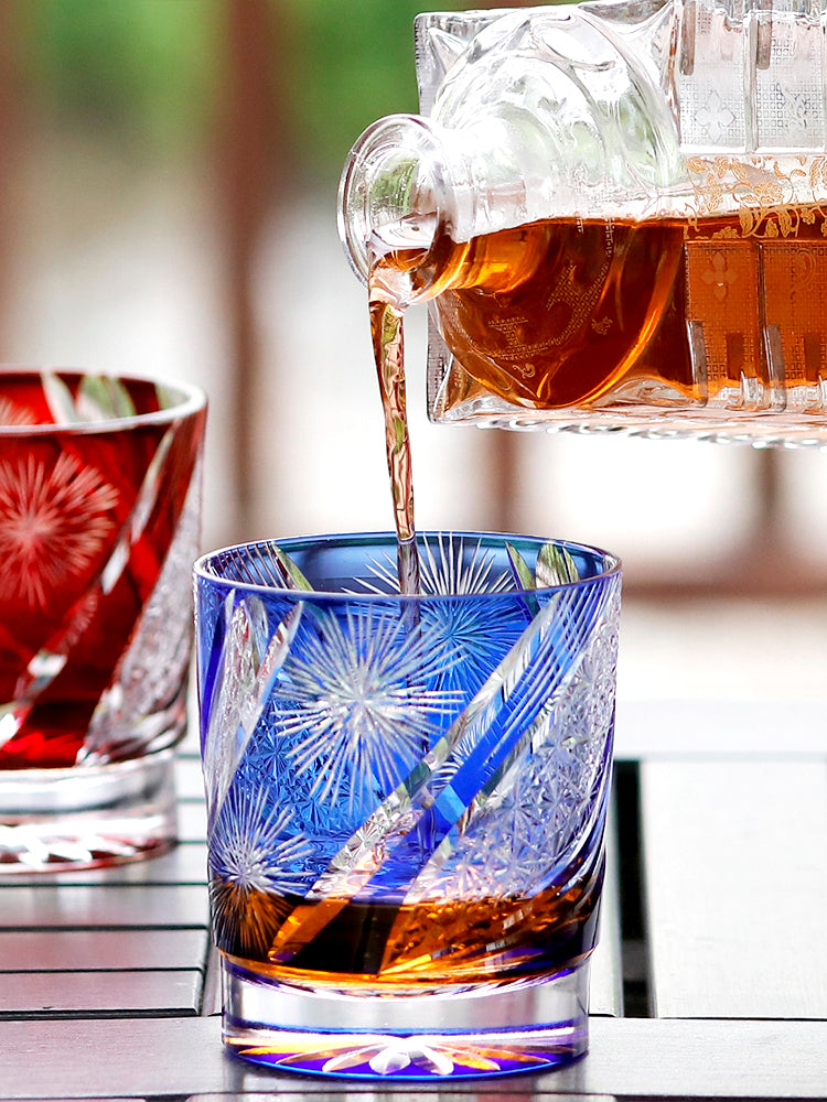 "江戸切子” Edokiriko Gorgeous Brilliance Rock Glass JP-007