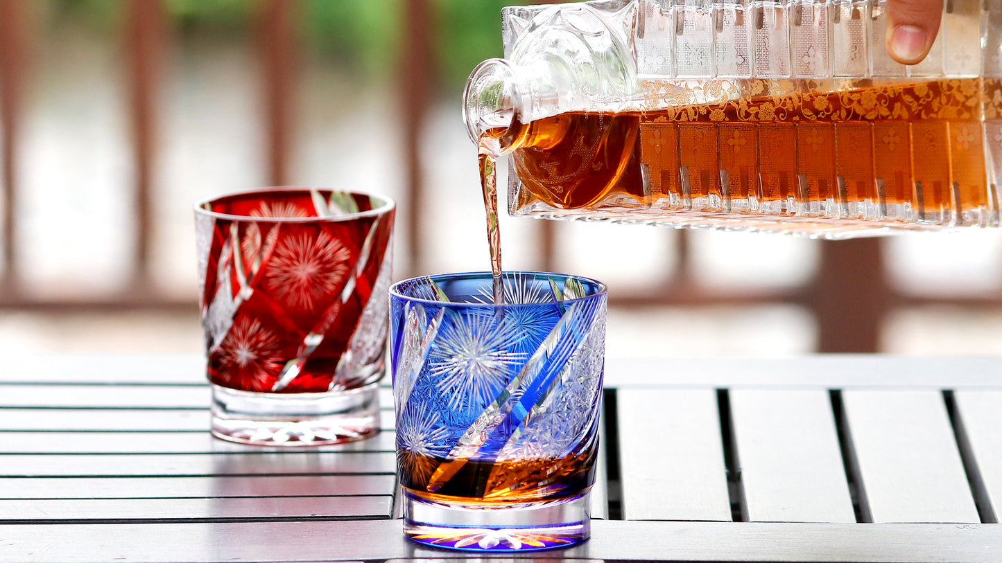 "江戸切子” Edokiriko Gorgeous Brilliance Rock Glass JP-007