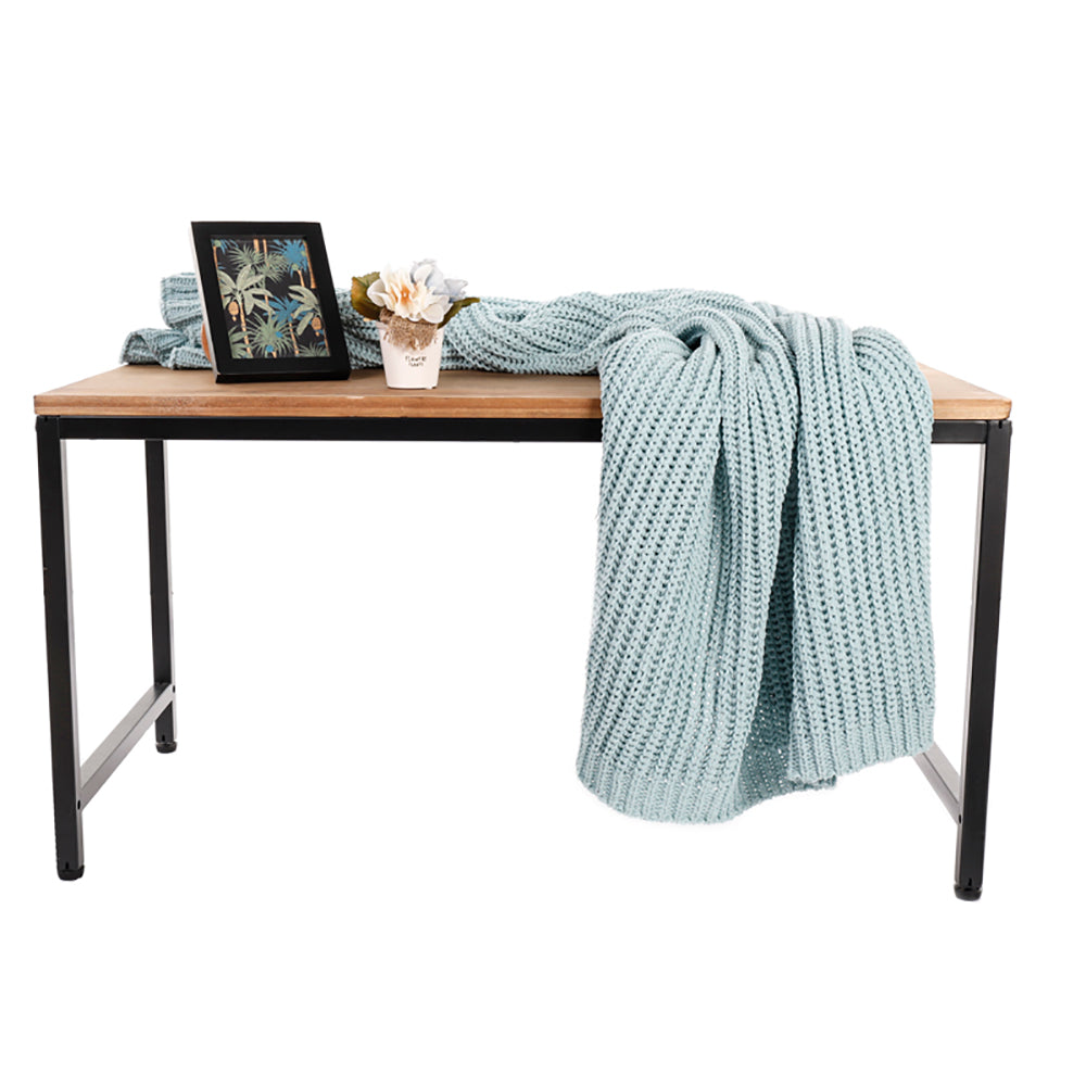 Chenille Woven Throw Blanket Reversible Soft Warm Breathable for Bed, Chair, Couch, Picnic, Camping, Beach, Travel (Light Green) BTL18162-light green