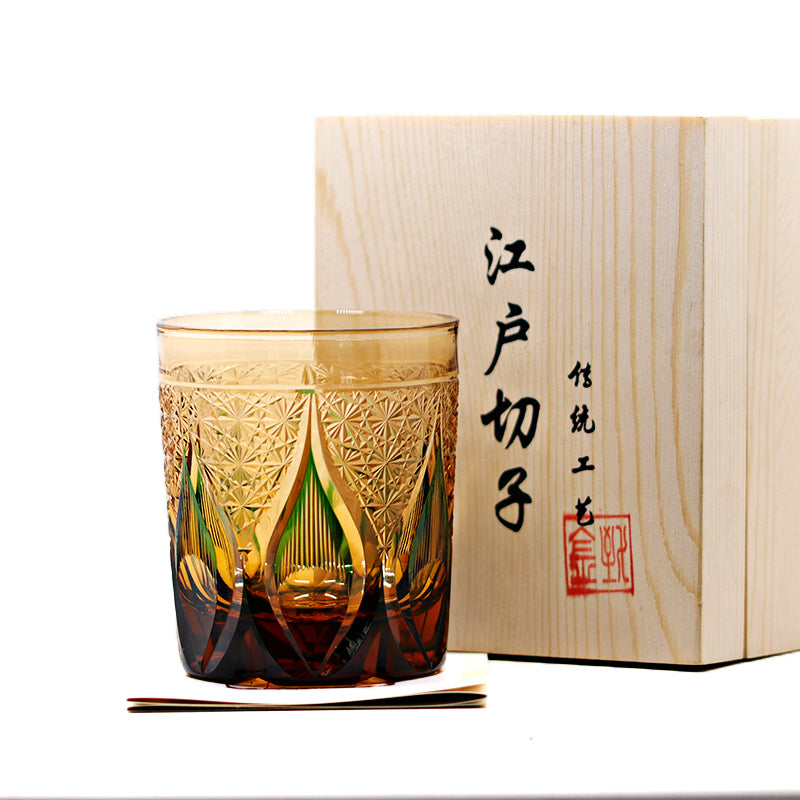 "江戸切子” Edokiriko Gorgeous Brilliance Rock Glass JP-010